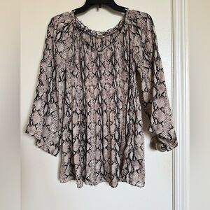 Spense Beige and Black Snake Print Blouse